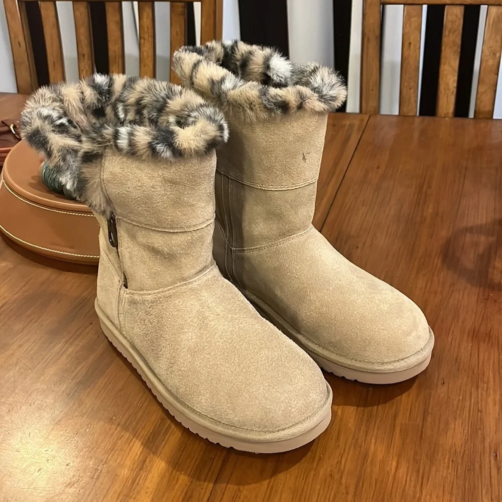 Koolaburra by Ugg Aribel Short Leopard Boots zip Women’s Size 10